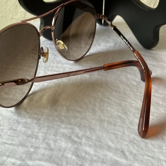 Kate Spade:Rose Gold Aviator (Joshelle) Sunglasses-case & cloth-brown lens-flaws - Picture 10 of 16